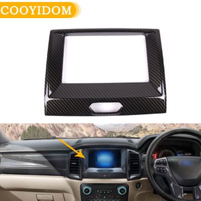 Newprodectscoming ABS Navigation Pane Radio Fascia Frame Cover Fit For Ford Ranger Everest Endeavour 2015 2021 carbon fiber Frame Kit