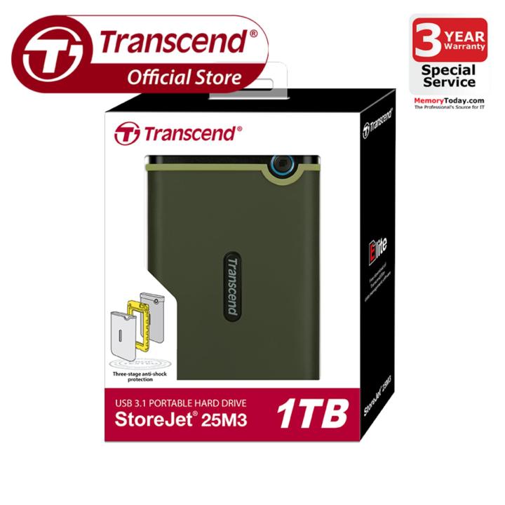 Transcend 1TB USB 3.1 Storejet 25M3 Portable Hard TS1TSJ25M3G