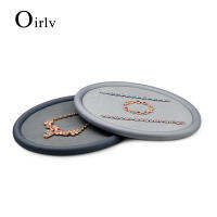 Oirlv ถาดเครื่องประดับหนังทรงรีสี่เหลี่ยม,ถาดใส่จิวเวลรี่โชว์เครื่องประดับสีเทาอ่อน