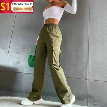 Streetwear Cargo Pants Women Casual Vintage Baggy Wide Leg Straight  Trousers Jogger Big Pockets Oversize Overalls Sweatpants