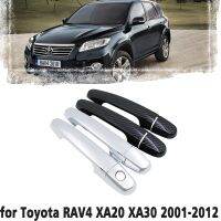 มือจับรถคาร์บอนไฟเบอร์หรือชุดด้ามจับประตูโครเมี่ยมสำหรับโตโยต้า RAV4 RAV 4 XA20 XA30 MK1 MK2 2001 ~ 2012อุปกรณ์เสริมรถยนต์รถยนต์