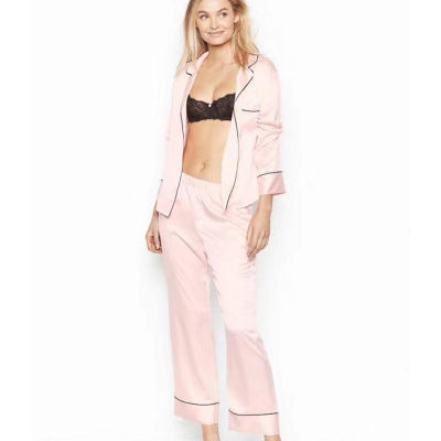 Long Sleeve Women Pajamas Comfortable Satin Silk Sleepwear Two Piece Set Summer Loungewear Home Wear