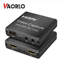 VAORLO HD 4K Mini Video Capture Card 1080P USB 2.0 Video Capture Board Game Record For Live Streaming Video Recording Adapters Cables