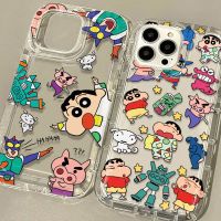 {Haojia เคสโทรศัพท์} เคสลายอนิเมะสีเทียน Shinchan สำหรับ iPhone 14 13 12 11 Pro Max XR XS X 8 7 6S Plus SE 2020ซิลิโคนนิ่มกันกระแทกฝาครอบแบบใส