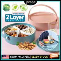 PRADO CLEAR STOCK Malaysia Dried Fruit Candy Biscuit Chips Storage Box Family Snacks Partition Serving Tray With Handles Wedding Party Container Bekas