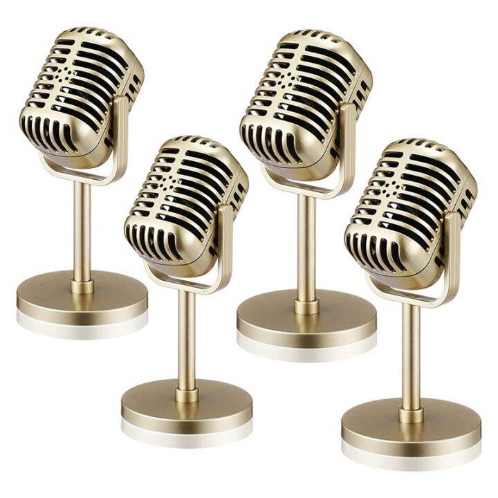 4pcs-retro-microphone-props-model-vintage-microphone-antique-microphone-toy-microphone-stage-table-decor-silver