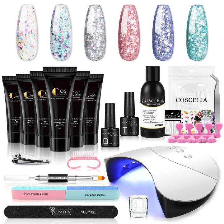 cw-uv-poly-nail-gel-kit-uv-led-lamp-extension-magnetic-effect-acrylic-set-with-slip-solution-glitter-powder-art