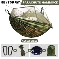 Camping Hammock With Mosquito Net Double Travel Hammock With Tree Straps 5 1 Loops Can Hold 300Kg For Hiking Climb Backpacking