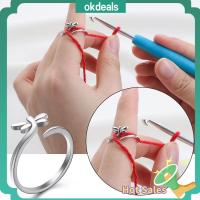 OKDEALS ครัวเรือน DIY เครื่องประดับแหวน แมลงปอ อุปกรณ์เย็บผ้า แหวนถักโครเชต์ แหวนปลอกนิ้ว เครื่องมือถักนิตติ้ง คู่มือเส้นด้าย