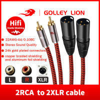 GOLLEY LION สายสัญญาณเสียง RCA ตัวผู้ไปเป็น XLR 2,สำหรับลำโพงคอนโซลเครื่องขยายเสียงแบบผสมระบบโฮมเธียเตอร์สายสัญญาณเสียง