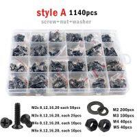 500/1140pcs M1.4 M1.6 M2 M2.5 M3 Black Mini Micro Phillips Cross Flat Countersunk Head Screw Laptop glasses Bolt Set Screws Box