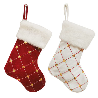 [Easybuy88] 1ชิ้นตกแต่งถุงเท้าคริสต์มาสตุ๊กตาถุงของขวัญลูกอมของขวัญคริสต์มาสกระเป๋ากวางมนุษย์หิมะ Dacron ผ้าปักซานตาคลอสถุงเท้าสำหรับ23x17cm บ้าน