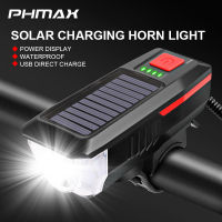 PHMAX ไฟหน้าจักรยานพร้อมแตร,ไฟเตือนความปลอดภัยแบบชาร์จ USB ไฟได้ไฟหน้าจักรยานเสือภูเขากันน้ำ