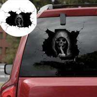 【YF】☜  Evil Sticker Broken Glass Window Effect Keep Silent Gesture Grim Reaper Car Decal