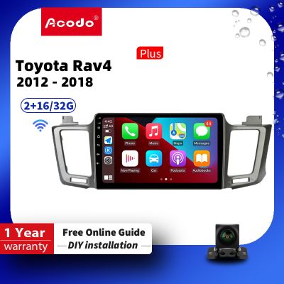 Acodo 10 นิ้ว Android 12 WiFi 2 Din วิทยุ Carplay เครื่องเล่นมัลติมีเดียในรถยนต์สเตอริโอสำหรับ Toyota Rav4 2012 - 2018 GPS WiFi เครื่องเล่นวิดีโอวิทยุนำทาง GPS สเตอริโออัตโนมัติ Carplay Headunit