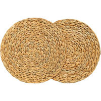 2 Pack Round Water Hyacinth Placemat,Quality Woven Wicker Table Place Mats,38cm