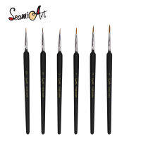 SeamiArt แปรงทาสีรายละเอียดสายเบ็ด6ชิ้น,สำหรับสีน้ำน้ำมันสีกว็อชอะคริลิก