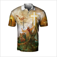 New 3d Jesus MenS Polo Print Stitched Short Sleeve Summer Leisure Street Man Polo Tops Clothing Hip Hop Mens Fashion Costumes