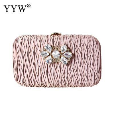 Nylon Clutch Bag For Women 2021 Fashion Evening Party Clutch And Purse With Rhinestone Chain Shoulder Crossbody Bags Pink Pouch