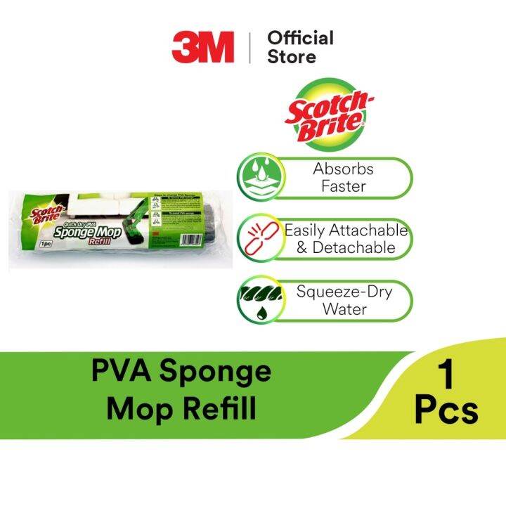 Cleaner 3M Scotch Brite PVA Sponge Mop Refill Durable Easy Attachable