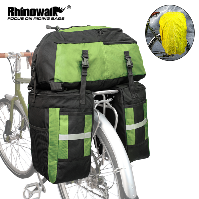Rhinowalk กระเป๋าจักรยานจักรยานแบบ3 In 1 70L สองด้านความจุขนาดใหญ่กระเป๋าตะกร้าแพ็คที่นั่งด้านหลังราวหลังจักรยาน