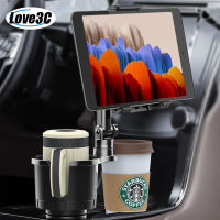 2 In 1 Car Cup Holder Tablet Stand With Cellphone Mount 360 Rotation Phone Cup Holder For Holding Large Water Bottles ＆ Mug