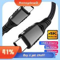 HONEYDEWD ตัวผู้-ตัวผู้ 4K 60Hz สายวิดีโอเสียง Pd ชาร์จเร็ว สาย USB 3.2 Type C สายดาต้า 20กิกะบิต