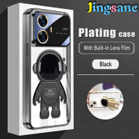 Jingsanc เคส Realme C55/Realme C55 NFC,เลนส์รวมทุกอย่างกับนักบินอวกาศพับได้ขาตั้ง TPU แบบนิ่มรองรับการกระแทกกันกระแทกฝาหลังแบบใส C55 Realme/Realme C55 A31-1 Nfc