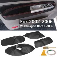 4Pcs Car Protective Interior Door Armrest Panel Microfibre Leather Cover For Volkswagen Bora Golf 4 2002 2003 2004 2005 2006