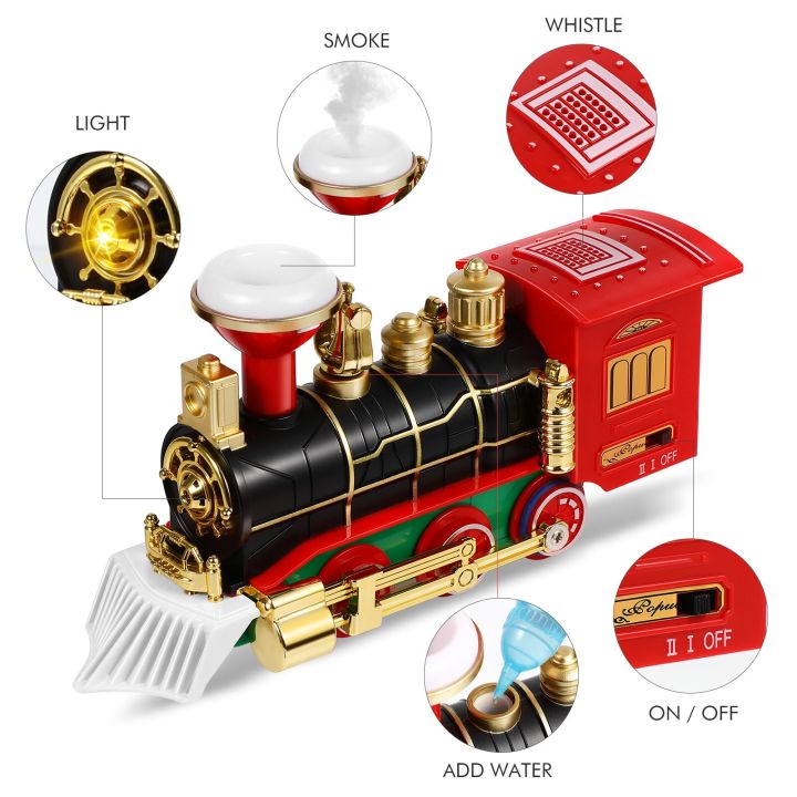 ของขวัญไฟฟ้าขนาดเล็กสำหรับเด็กของขวัญของเล่นคริสต์มาสทั้งหมดชุดหัวรถจักรของเล่นเครื่องจักรไอน้ำ