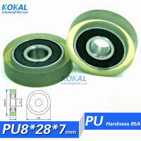 [PU0828-7] 10PCS polyurethane PU 608RS RUBBER ball bearing soft pulleyl 8*28*7mm platen type roller wheels