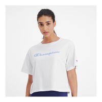 CHAMPION WOMEN - US เสื้อยืดแขนสั้นผู้หญิง-ไซส์ยุโรป CROPPED GRAPHIC TEE  W5950G 586414-100