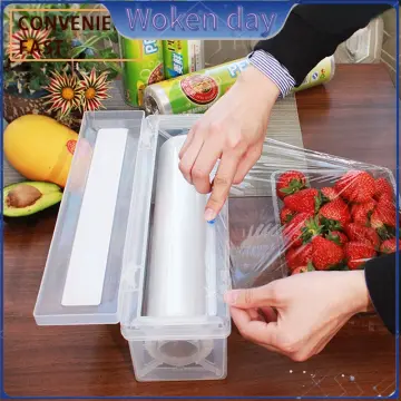 Plastic Food Wrap Dispenser With Slide Cutter Adjustable Cling