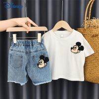 【CC】 Baby Boy Cotton Set T-shirt Shorts Denim Short Sleeve Clothing Pullover 12M-7Y