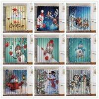 【Bathroom sale】ผ้าม่านตกแต่งบ้านคริสต์มาสสำหรับตกแต่งห้องน้ำ Santa ClausShower CurtainsFabric อ่างอาบน้ำผ้าม่าน Cortina