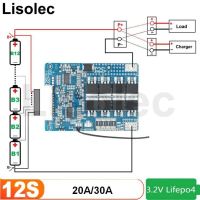 แผ่นชาร์จ30A สำหรับวงจรไฟฟ้าของจักรยานไฟฟ้า12S 36V BMS พร้อมแผ่นป้องกันอุณหภูมิสมดุล20A แบตเตอรี่18650 32650 Lifepo4