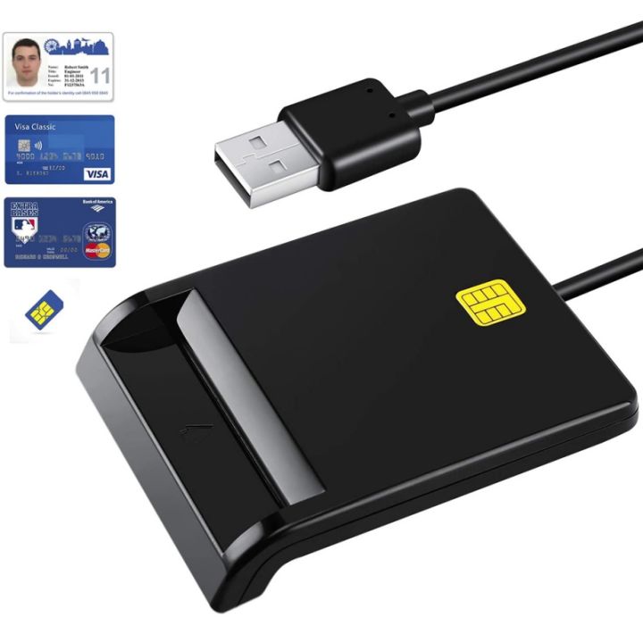 multi-function-id-card-reader-black-smart-tax-return-bank-id-card-reader-ซิมการ์ดศัพท์-smart-chip-reader-ไฟ-led