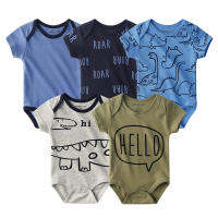 Kiddiezoom 5PCS ทารกแรกเกิดเสื้อผ้าบอดี้สูทฤดูร้อน Onesies ไดโนเสาร์สไตล์แขนสั้นสำหรับเด็กชาย Romper ผ้าฝ้ายเด็ก jumpsuits Ready Stock