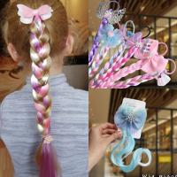 【CW】 Cartoon Braid Rubber Bands Unicorn Headband  Kids Bow Ponytail Holder Hairpins Fashion Hair Accessories