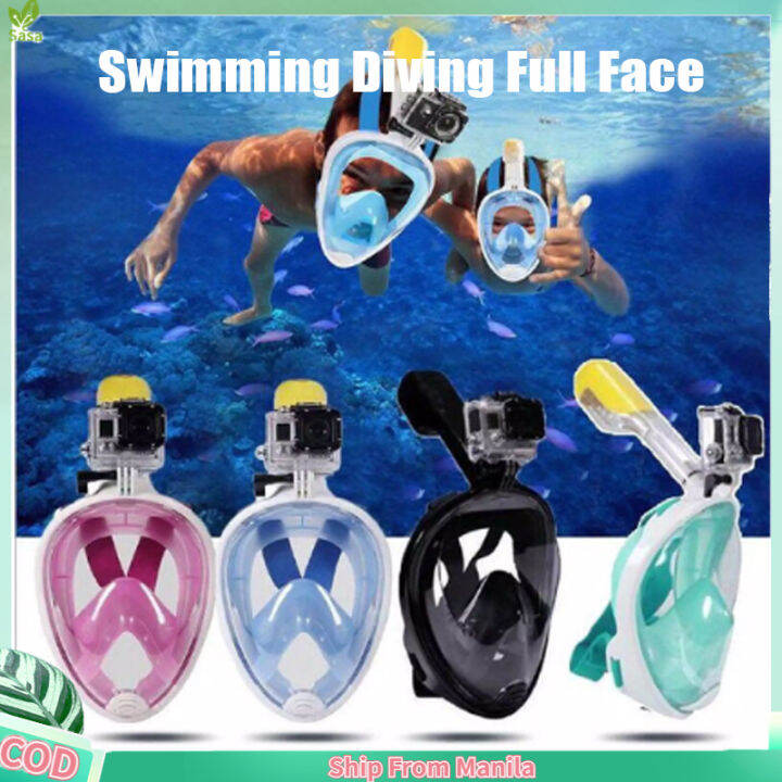 【Sasa】Swimming Diving Full Face Snorkel Scuba Anti-Fog Mask Surface ...