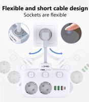 LDNIO แถบพลังงานปลั๊กสหภาพยุโรป2 AD พร้อม3 USB 1 Type-C พอร์ตป้องกันไฟกระชากปลั๊กสำหรับทุกรูเสียบ STOP Kontak Listrik สำนักงานบ้านอะแดปเตอร์