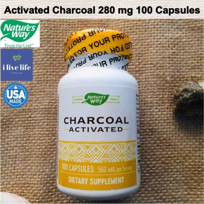 ถ่านกัมมันต์ Activated Charcoal 280 mg 100 Capsules - Natures Way ชาโคล