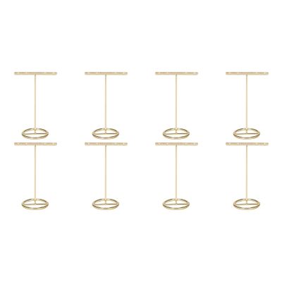 8X Earrings Display Stand Gold Earrings Display Rack T-Shape Earrings Showcase Golden