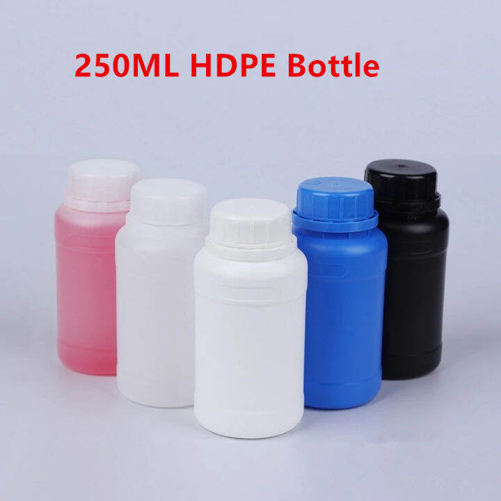 250ml-round-plastic-bottles-with-lid-empty-chemical-liquid-packaging-container-food-grade-hdpe-refillable-bottle-10pcs