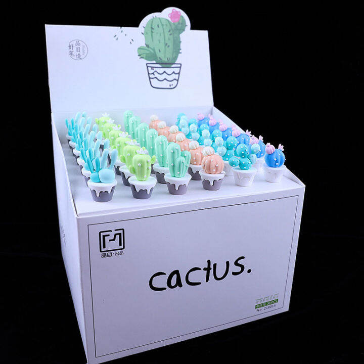 36-pcslot-kawaii-cactus-succulents-gel-pen-cute-0-5-mm-black-ink-signature-pens-office-school-supplies-stationery-gift