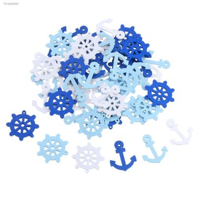 ▣❈ 50pcs 25MM Wooden Mini Sea Boat Rudder/Anchor Nautical Craft DIY Sewing Wooden Buttons Mediterranean Style Home Embellishments