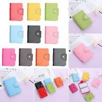 PALPAT อุปกรณ์จัดระเบียบการ์ดหนัง PU สีทึบแบบพกพา24บิตที่ใส่บัตรกระเป๋าเงินคลิปบัตรธุรกิจ