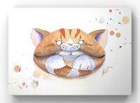 ภาพวาดริมฝีปากแมวสีแดงศิลปะดั้งเดิมจูบสีน้ำศิลปะบนผนังแฟชั่นปากศิลปะป๊อปอาร์ตยิ้ม1ชิ้นกรอบไม้ด้านในไม่มีกรอบ