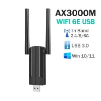 WiFi 6E AX3000M Gaming USB Adapter 2.4/5/6Ghz Wireless Dongle USB 3.0 WiFi Receiver Network Card For Windows 10 11