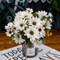 【CC】 21 heads/1pcs Silk daisy Bride bouquet for home wedding new Year decoration fake plants sunflower artificial flowers